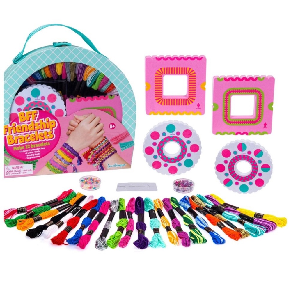 Jewelkeeper BFF Friendship Bracelet Maker Floss Looms Beads Needle Instruction